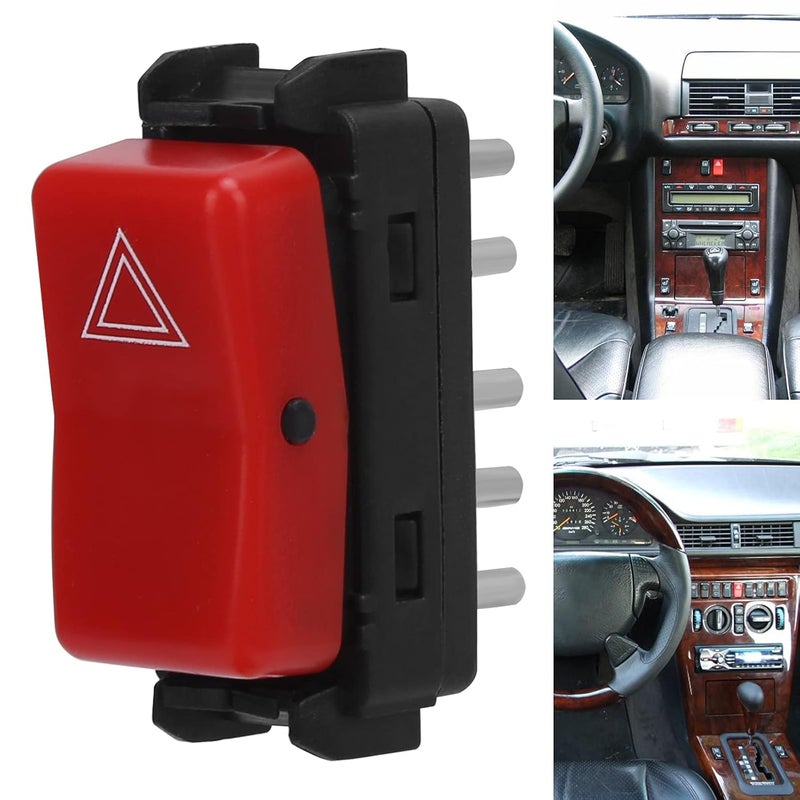 EVGATSAUTO Warning Flasher Switch, Warning Hazard Light Emergency Flasher Switch 1248200110 Red Replacement for W124 W201 W202 - Image 5